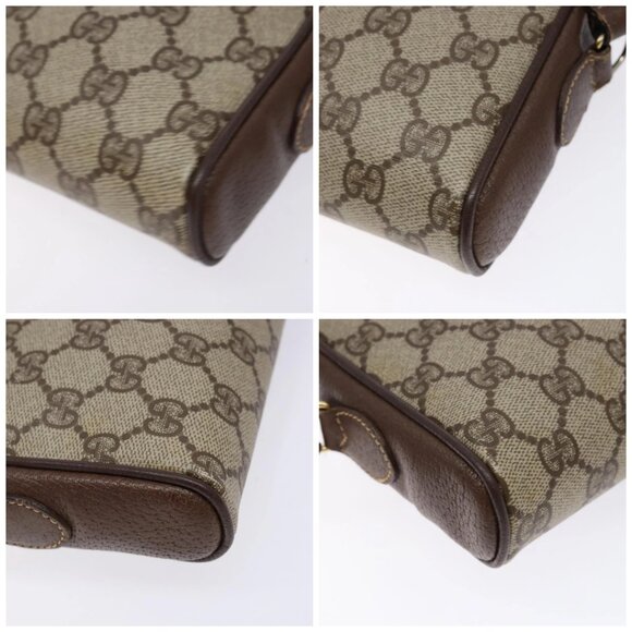 GUCCI GG Supreme Web Sherry Line Bag PVC Beige Gold - Picture 16 of 16